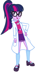 Size: 2535x5000 | Tagged: safe, artist:lifes-remedy, sci-twi, twilight sparkle, equestria girls, g4, adorkable, bowtie, clothes, cute, dork, female, glasses, high res, lab coat, mary janes, meganekko, ponytail, shoes, simple background, skirt, socks, solo, transparent background, twiabetes