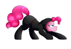 Size: 2600x1800 | Tagged: safe, artist:blackmagicdapony, pinkie pie, earth pony, pony, g4, catsuit, clothes, female, mare, simple background, sneaking suit, solo, transparent background