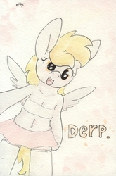 Size: 688x1045 | Tagged: safe, artist:slightlyshade, derpy hooves, pony, semi-anthro, g4, bandeau, belly button, bipedal, clothes, cute, derpabetes, female, midriff, skirt, solo, stockings, thigh highs