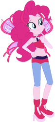 Size: 267x590 | Tagged: safe, artist:selenaede, artist:user15432, pinkie pie, fairy, human, equestria girls, g4, base used, believix, belly button, clothes, clothes swap, crossover, fairies are magic, fairy wings, fingerless gloves, gloves, headband, humanized, midriff, musa, pink shoes, rainbow s.r.l, solo, winged humanization, wings, winx club