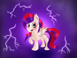 Size: 1600x1200 | Tagged: safe, artist:brok-enwings, oc, oc only, bat pony, pony, female, lightning, mare, solo