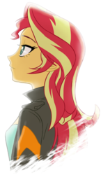 Size: 500x860 | Tagged: safe, artist:ta-na, sunset shimmer, equestria girls, g4, backlighting, clothes, female, jacket, leather jacket, simple background, solo, white background