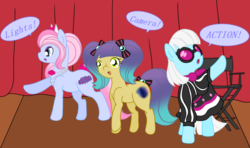 Size: 800x473 | Tagged: safe, artist:zanture-angel, photo finish, pixel pizazz, violet blurr, earth pony, pony, equestria girls, g4, equestria girls ponified, ponified, the snapshots
