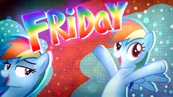 Size: 1920x1080 | Tagged: safe, artist:lbrcloud, rainbow dash, pegasus, pony, g4, female, friday, happy, mare, wallpaper, youtube link