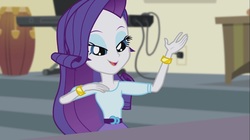 Size: 1100x618 | Tagged: safe, screencap, rarity, equestria girls, g4, my little pony equestria girls: rainbow rocks, player piano, bracelet, drums, female, jewelry, keyboard, lidded eyes, musical instrument, solo, xylophone