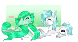 Size: 1024x552 | Tagged: safe, artist:glitterskies2808, oc, oc only, pegasus, pony, eyes closed, female, mare, prone, tongue out
