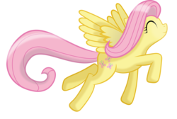 Size: 7738x5195 | Tagged: safe, artist:lykas13, fluttershy, pony, g4, absurd resolution, cute, eyes closed, female, flying, shyabetes, simple background, solo, transparent background, vector