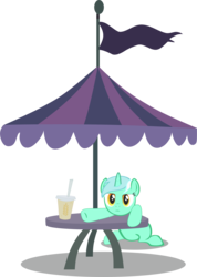 Size: 2954x4154 | Tagged: safe, artist:greseres, lyra heartstrings, pony, unicorn, g4, putting your hoof down, season 2, cup, female, frown, high res, mare, simple background, solo, table, transparent background, umbrella, vector