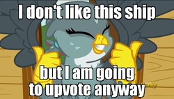 Size: 848x480 | Tagged: safe, edit, edited screencap, screencap, gabby, griffon, g4, the fault in our cutie marks, female, image macro, meme, reaction image, smiling, solo, thumbs up