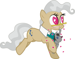 Size: 3780x3000 | Tagged: safe, artist:sollace, mayor mare, smarty pants, earth pony, pony, g4, lesson zero, .svg available, doll, female, glasses, heart, heart eyes, high res, mare, mouth hold, running, show accurate, simple background, solo, toy, transparent background, vector, want it need it, wingding eyes