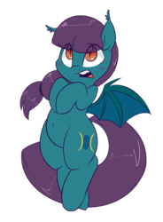 Size: 981x1331 | Tagged: safe, artist:notenoughapples, oc, oc only, oc:blue moon, bat pony, pony, belly button, blushing, female, flying, mare, simple background, solo, transparent background