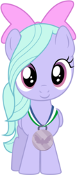 Size: 1489x3360 | Tagged: safe, artist:bluemeganium, flitter, pony, g4, parental glideance, bow, competition, cute, female, filly, flitterbetes, medal, simple background, solo, transparent background, vector, younger