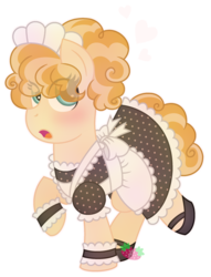 Size: 1881x2456 | Tagged: safe, artist:strawberry-spritz, oc, oc only, oc:sundae twirl, pony, clothes, maid, offspring, parent:cheese sandwich, parent:pinkie pie, parents:cheesepie, simple background, transparent background