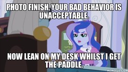 Size: 600x337 | Tagged: safe, edit, edited screencap, screencap, photo finish, princess luna, vice principal luna, equestria girls, g4, photo finished, image macro, imminent spanking, meme, memeful.com