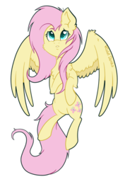 Size: 480x679 | Tagged: safe, artist:gummysky, artist:happy-go-creative, artist:violetdanka-n-silly, fluttershy, pegasus, pony, g4, :o, cheek fluff, chest fluff, elbow fluff, fanart, female, flying, heart eyes, hoof on chest, looking up, mare, open mouth, outline, simple background, solo, spread wings, transparent background, white outline, wingding eyes, wings