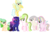 Size: 1636x1038 | Tagged: safe, artist:duyguusss, oc, oc only, oc:dakota chaos, oc:galaxy, oc:gravity sparkle, oc:jelly river, oc:minty wind, oc:pastel rainbow, earth pony, pegasus, pony, unicorn, base used, female, mare, simple background, transparent background