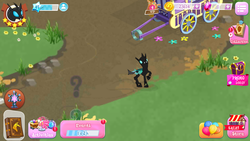 Size: 1920x1080 | Tagged: safe, gameloft, thorax, changeling, g4, cute, game screencap, male, question mark, raised hoof, screenshots, solo, thorabetes, trixie's wagon