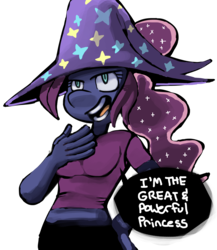 Size: 1280x1474 | Tagged: safe, artist:fauxsquared, princess luna, alicorn, anthro, luna-afterdark, trixie is magic, g4, clothes, female, hat, implied lesbian, implied luxie, simple background, solo, transparent background, trixie's hat