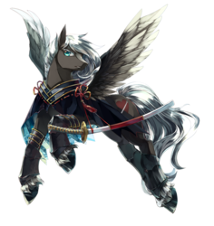 Size: 1000x1059 | Tagged: safe, artist:soukitsubasa, oc, oc only, oc:sacred blade, pegasus, pony, guard, katana, male, simple background, stallion, sword, transparent background, weapon
