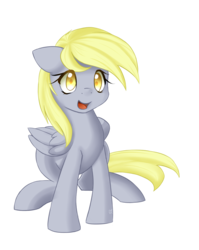 Size: 1285x1614 | Tagged: safe, artist:doomcakes, derpy hooves, pegasus, pony, g4, cute, female, floppy ears, mare, simple background, sitting, smiling, solo, transparent background