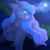 Size: 1024x1024 | Tagged: safe, artist:vvalent, princess luna, pony, g4, chest fluff, cute, cute little fangs, eye reflection, fangs, female, forest, moon, night, reflection, solo