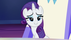 Size: 1920x1080 | Tagged: safe, screencap, rarity, pony, unicorn, g4, to where and back again, bedroom eyes, female, lidded eyes, looking at you, mare, smiling, solo, stupid sexy rarity, twilight's castle