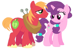 Size: 837x551 | Tagged: safe, artist:mlpstardream04, big macintosh, sugar belle, earth pony, pony, g4, hard to say anything, female, male, mare, ship:sugarmac, shipping, simple background, stallion, straight, white background