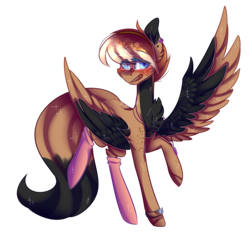 Size: 2665x2477 | Tagged: safe, artist:huirou, oc, oc only, oc:kyllian, pegasus, pony, clothes, colored wings, glasses, high res, multicolored wings, simple background, socks, solo, transparent background