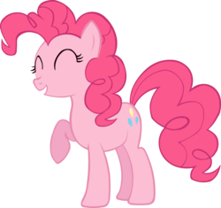 Size: 2417x2274 | Tagged: safe, artist:shtopor7, pinkie pie, earth pony, pony, g4, eyes closed, female, high res, mare, raised hoof, simple background, smiling, solo, transparent background, vector