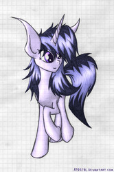 Size: 2894x4369 | Tagged: safe, artist:ap0st0l, oc, oc only, pony, unicorn, colored digitally, graph paper, high res, lined paper, purple, solo, traditional art
