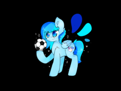 Size: 1024x768 | Tagged: safe, artist:pinkflutter, oc, oc only, oc:blue dash, pegasus, pony, black background, female, football, mare, simple background, solo