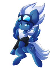 Size: 1200x1600 | Tagged: safe, artist:blazemizu, night glider, pegasus, pony, g4, bomber jacket, clothes, female, flying, goggles, jacket, looking at you, mare, simple background, smiling, solo, transparent background