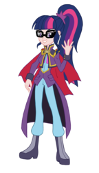 Size: 1777x3077 | Tagged: safe, artist:edcom02, artist:jmkplover, sci-twi, twilight sparkle, equestria girls, g4, clothes, crossover, evil, female, glasses, human coloration, simple background, solo, transparent background, yu-gi-oh!, yu-gi-oh! arc-v