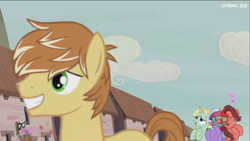 Size: 1366x768 | Tagged: safe, screencap, dear darling, feather bangs, fond feather, swoon song, earth pony, pegasus, pony, unicorn, g4, hard to say anything, bimbettes, female, male, mare, our town, stallion