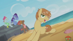 Size: 1920x1080 | Tagged: safe, screencap, feather bangs, glamor trot, smooth vibes, stereo mix, earth pony, pony, g4, hard to say anything, background pony, backup dancers, battle for sugar belle, beach, bedroom eyes, heart, looking at you, love, male, stallion