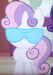 Size: 674x942 | Tagged: safe, screencap, rarity, sweetie belle, pony, forever filly, g4, blindfold, cropped