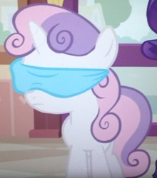 Size: 830x942 | Tagged: safe, screencap, rarity, sweetie belle, pony, forever filly, g4, blindfold, cropped