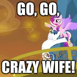 Size: 245x245 | Tagged: safe, edit, edited screencap, screencap, princess cadance, shining armor, pony, g4, season 3, the crystal empire, bipedal, epic wife tossing, horn, horn crystals, meme, smg4