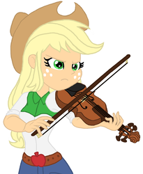 Size: 792x968 | Tagged: safe, artist:haleyc4629, artist:haleyc8620, applejack, equestria girls, g4, cowgirl, determined, female, fiddle, musical instrument, playing instrument, serious, serious face, solo, violin