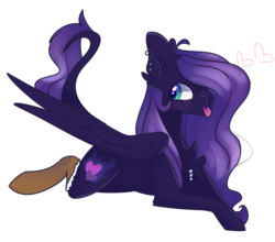 Size: 1126x993 | Tagged: safe, artist:erinartista, oc, oc only, pegasus, pony, female, leonine tail, mare, one eye closed, prone, simple background, solo, tongue out, transparent background, wink