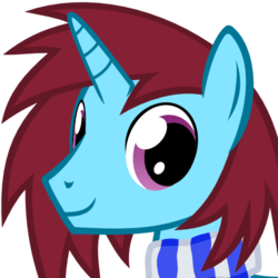 Size: 512x512 | Tagged: safe, artist:the smiling pony, oc, oc only, pony, unicorn, g4, .svg available, bust, clothes, derpibooru badge, portrait, scarf, simple background, smiling, solo, svg, transparent background, vector