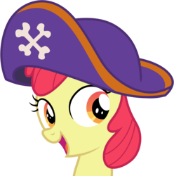 Size: 6604x6654 | Tagged: safe, artist:pink1ejack, apple bloom, earth pony, pony, g4, hard to say anything, absurd resolution, female, hat, mare, open mouth, pirate bloom, pirate hat, simple background, solo, spyrate, transparent background, vector