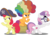 Size: 9993x7019 | Tagged: safe, artist:paganmuffin, apple bloom, scootaloo, sweetie belle, earth pony, pegasus, pony, unicorn, g4, hard to say anything, absurd resolution, agent rainbow head, bipedal, charlie's angels, customized toy, cutie mark, cutie mark crusaders, female, filly, glasses, hat, horn, mare, pirate hat, raised hoof, shimmering spectacles, simple background, sitting, spyrate, the cmc's cutie marks, toy, transparent background, trio, trio female, vector, wig