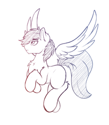 Size: 1297x1481 | Tagged: safe, artist:capseys, oc, oc only, pony, flying, sketch, solo