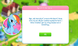 Size: 800x480 | Tagged: safe, gameloft, screencap, rainbow dash, soarin', pony, g4, dialogue, text, wonderbolts