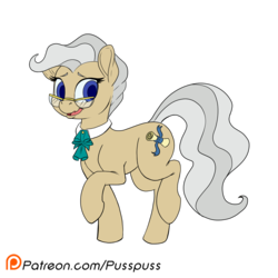 Size: 1000x1000 | Tagged: safe, artist:pusspuss, mayor mare, earth pony, pony, g4, female, glasses, looking at you, mare, patreon, patreon logo, simple background, smiling, solo, transparent background