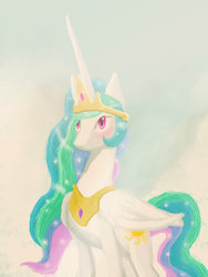 Size: 1024x1365 | Tagged: dead source, safe, artist:yukiwolflove, princess celestia, alicorn, pony, g4, blushing, female, solo