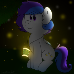 Size: 2000x2000 | Tagged: safe, artist:saveraedae, oc, oc only, oc:fire flight, firefly (insect), pony, firefly lamp, high res, jewelry, lantern, necklace, night, solo