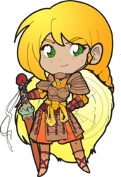 Size: 530x769 | Tagged: safe, artist:amypeterson, applejack, human, g4, armor, chibi, female, humanized, legend of the five rings, simple background, solo, sword, transparent background, watermark, weapon