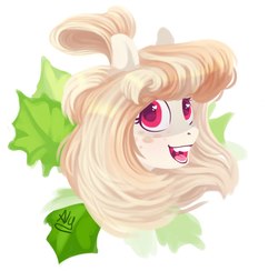 Size: 948x924 | Tagged: safe, artist:spirit-alu, oc, oc only, pony, bust, colored pupils, heart eyes, leaves, open mouth, portrait, smiling, solo, wingding eyes